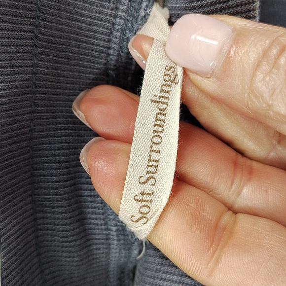 Soft Surroundings Cargo Size Medium pants Blue Gray Side Pockets Elastic Waist - Picture 5 of 11